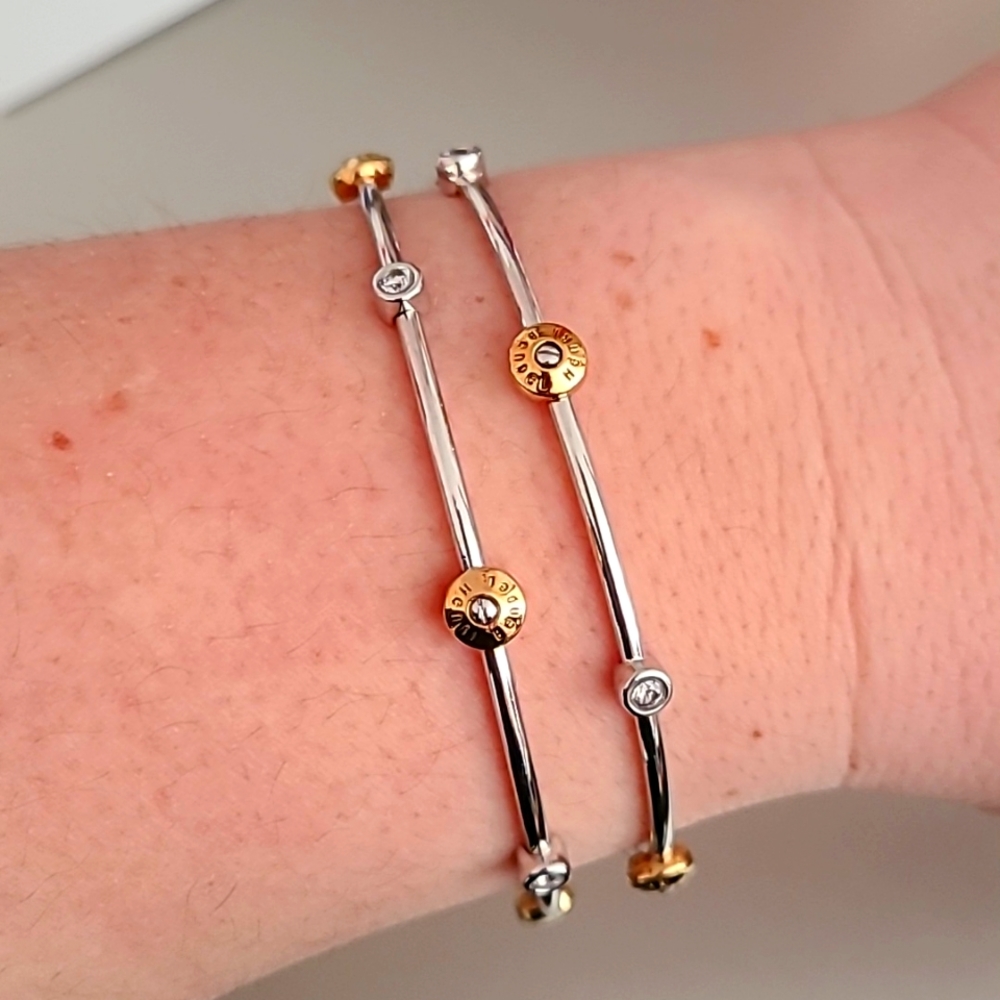 Henri bendel silver bangles with gold detail